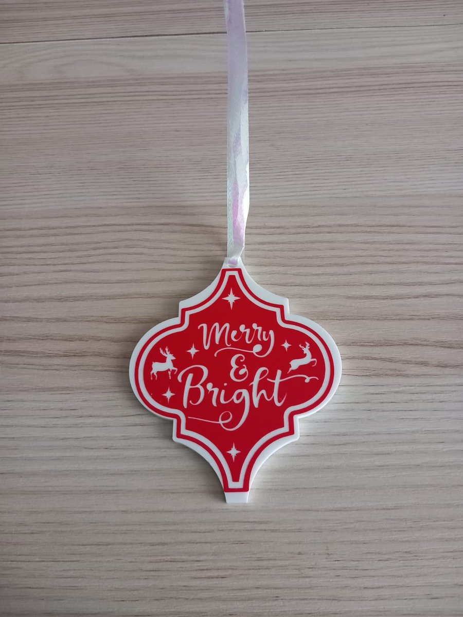 Merry And Bright Arabesque Bauble Christmas Tree Decoration Hanging Ornament