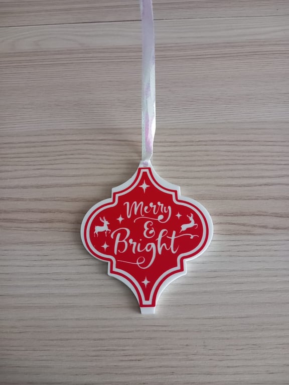 Merry And Bright Arabesque Bauble Christmas Tree Decoration Hanging Ornament