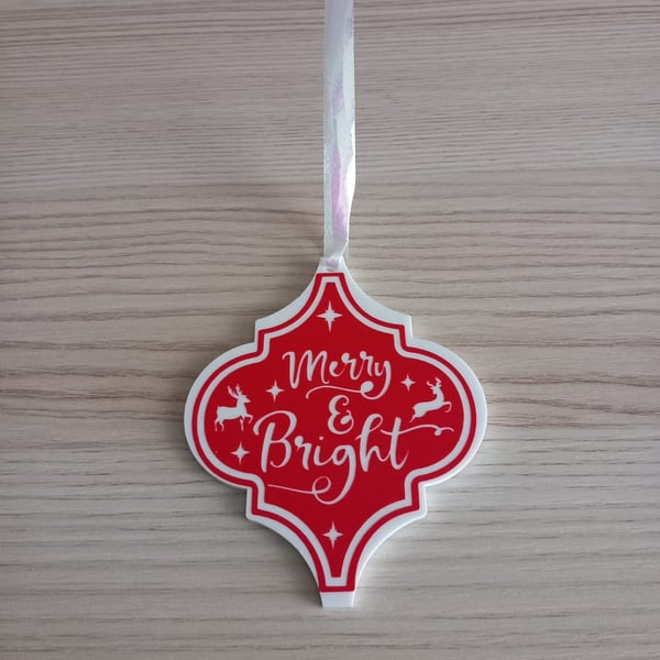 Merry And Bright Arabesque Bauble Christmas Tree Decoration Hanging Ornament