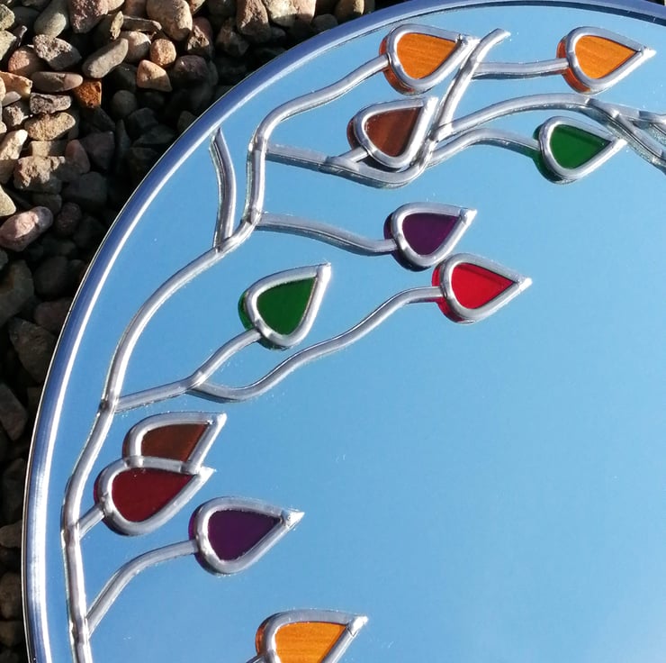 Funky Tree Branch Stained Glass effect Wall Mir... Folksy