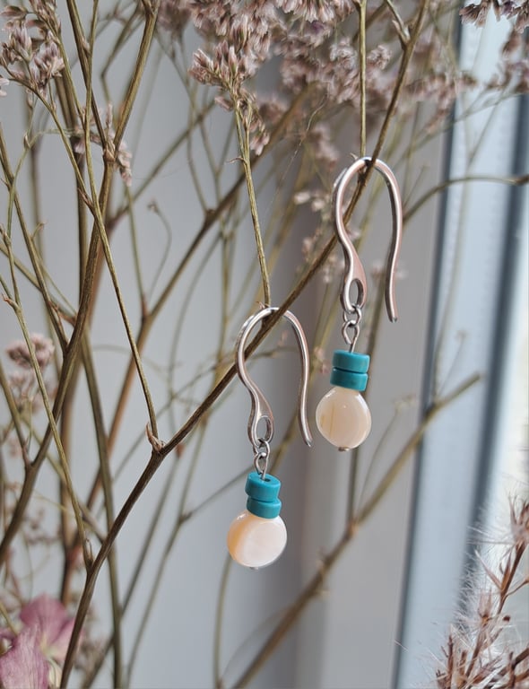 Turquoise and shell earrings