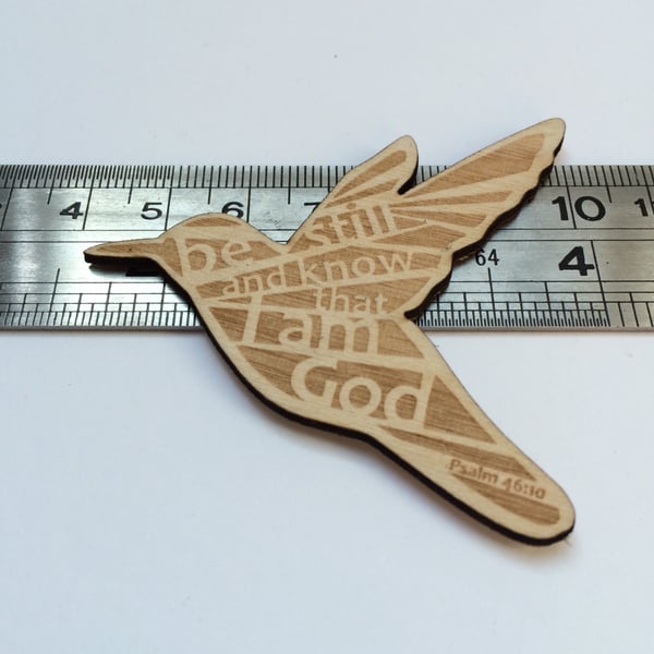 'Laser Tweet' brooch - Psalm 46:10