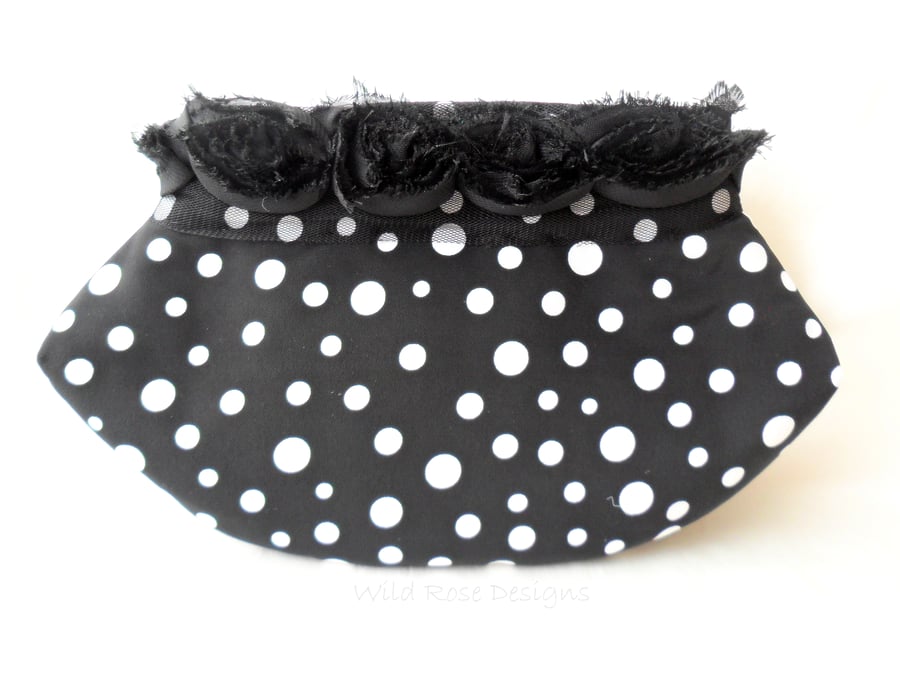 Black and white spotted Clutch evening bag