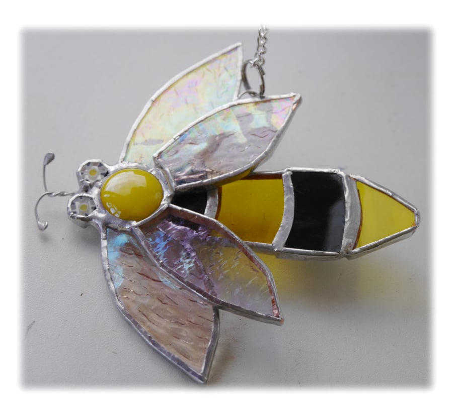  Bee Suncatcher Stained Glass Bumble Queen 019