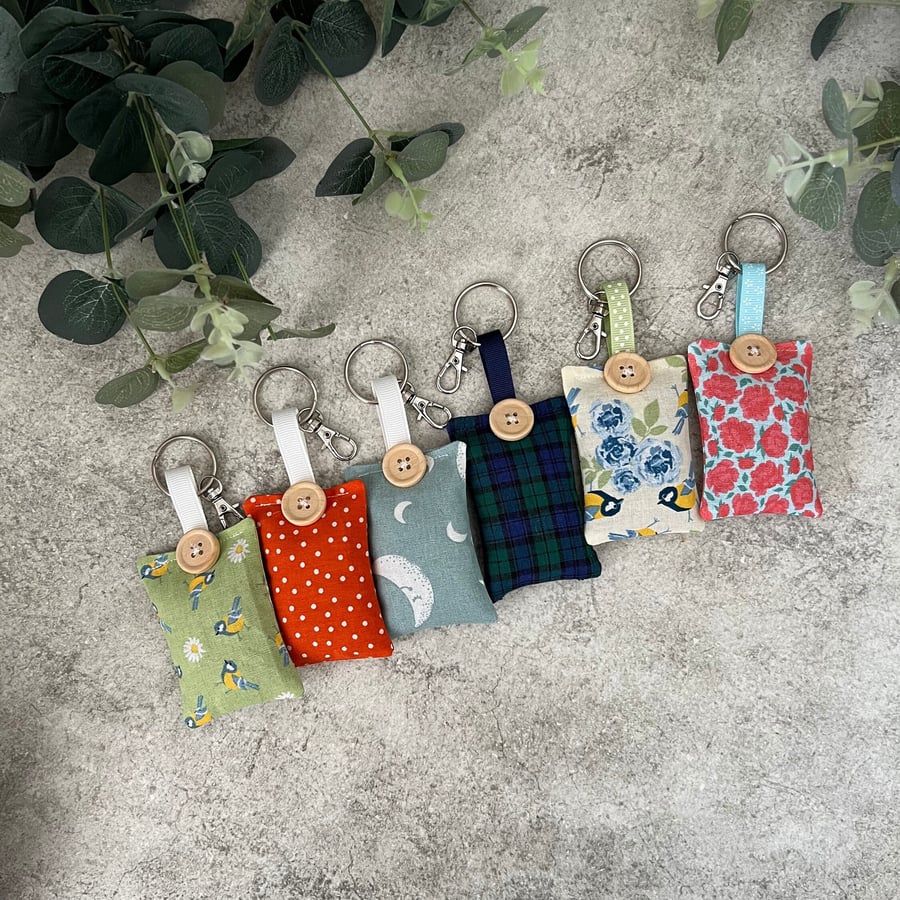 Lavender Filled Fabric Key Ring Key Fob Key Chain in various designs 