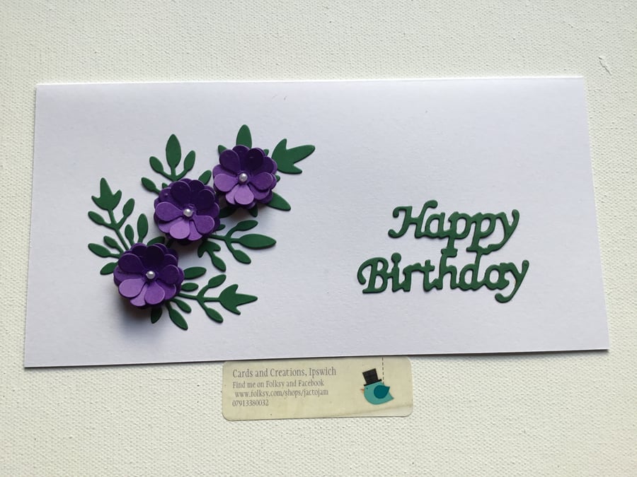 Birthday card. Handmade flowers. Card for Birthday. CC677