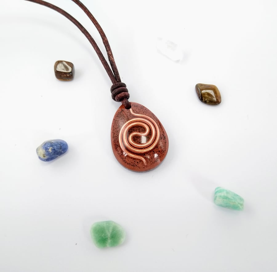 Orgonite Pendant with Copper Coil & Shungite - Energy Protection - Leather Cord
