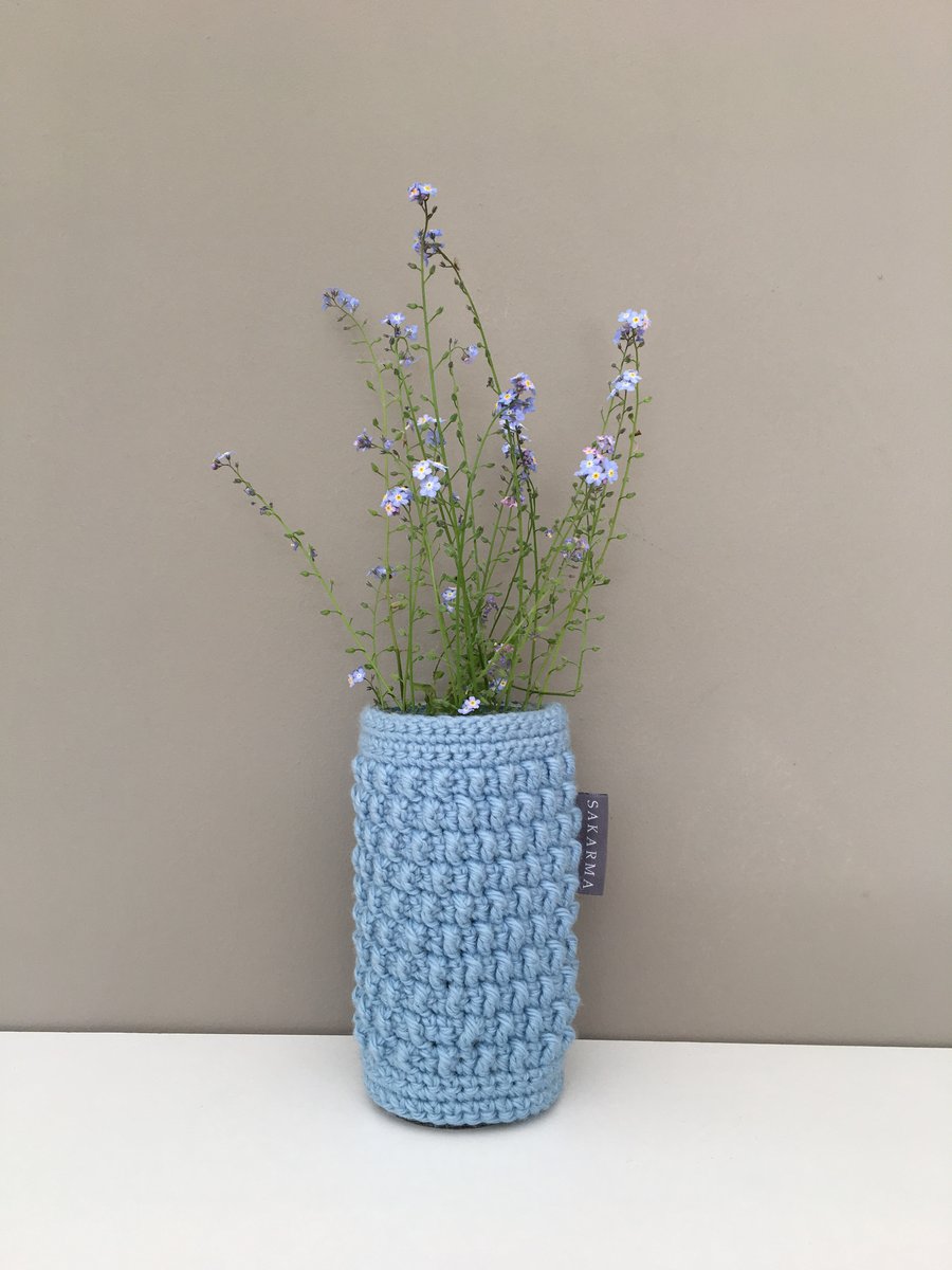 Crochet Vase - Light Blue