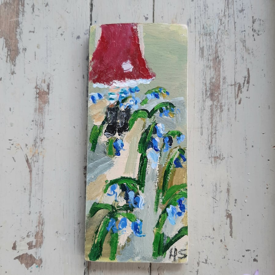 Small original painting on reclaimed wood