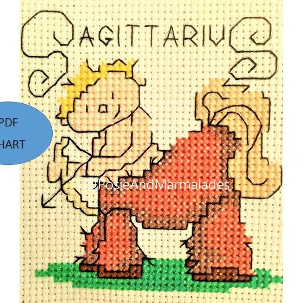 Sagittarius zodiac star sign theme small cross stitch pdf chart