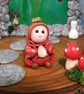 Tiny Garden Gnome 'Polly' with jewel OOAK Sculpt Ann Galvin