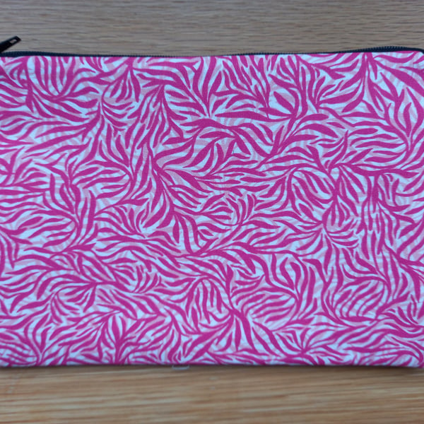 Pink Floral abstract stripe Storage pouch - ideal gift  make up bag