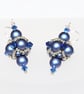 Blue Pearl and Crystal Beaded Bead Earrings - Image 2