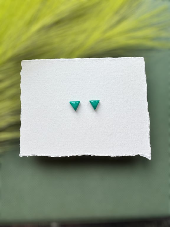 Turquoise Green Polymer Clay Triangle Studs 
