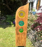 Fused Glass & Reclaimed Wood Sunflower Garden Art 