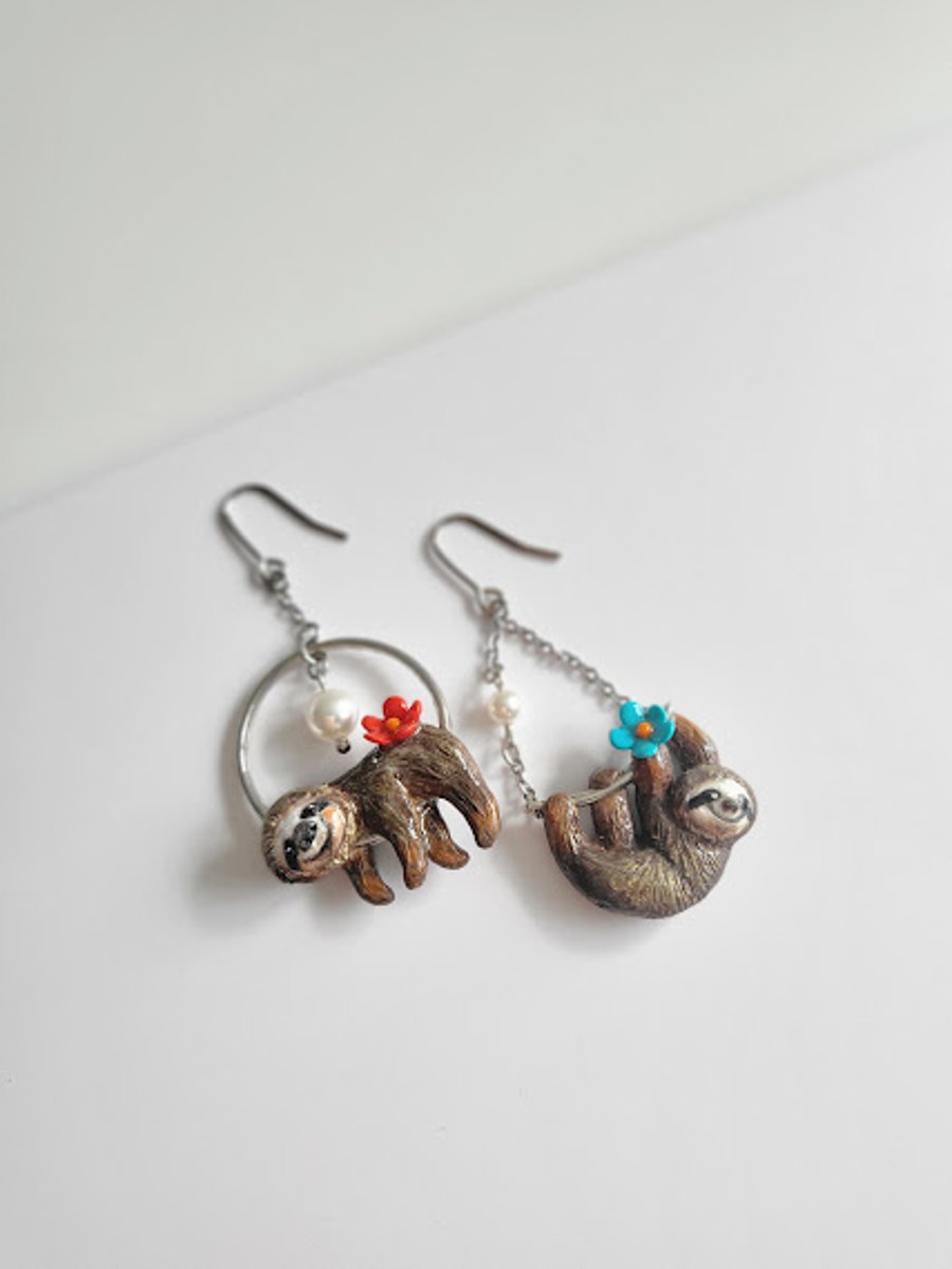 Handmade Polymer Clay Earrings - The Sloth Life Earrings