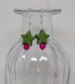 Green howlite stars and pink agate silver plated earrings  - Image 2