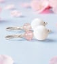 Sterling Silver Rose Quartz & White Agate Gemstone Drop Earrings - Image 3