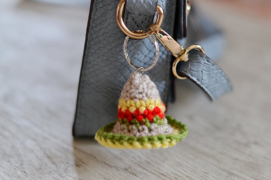 Crochet Sombrero Mexican Hat Bag Charm