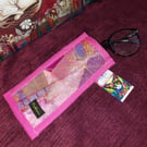 Artisan Handcrafted Pink Gold upcycled fabric bohemian hippie glasses case