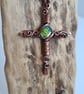 Green Dragon Scale Copper Cross Crucifix Pendant Necklace Gift Jewellery Jewelry - Image 9
