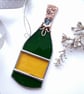 Stained Glass Champagne Bottle Ornament