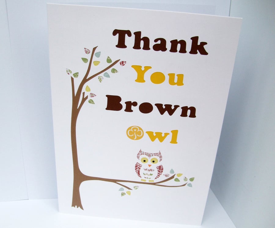Large Personalised Thank You card with an Owl - Teacher Thank You