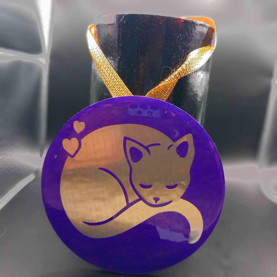 Handmade and Unique Purple Cat Hanging Decoratio