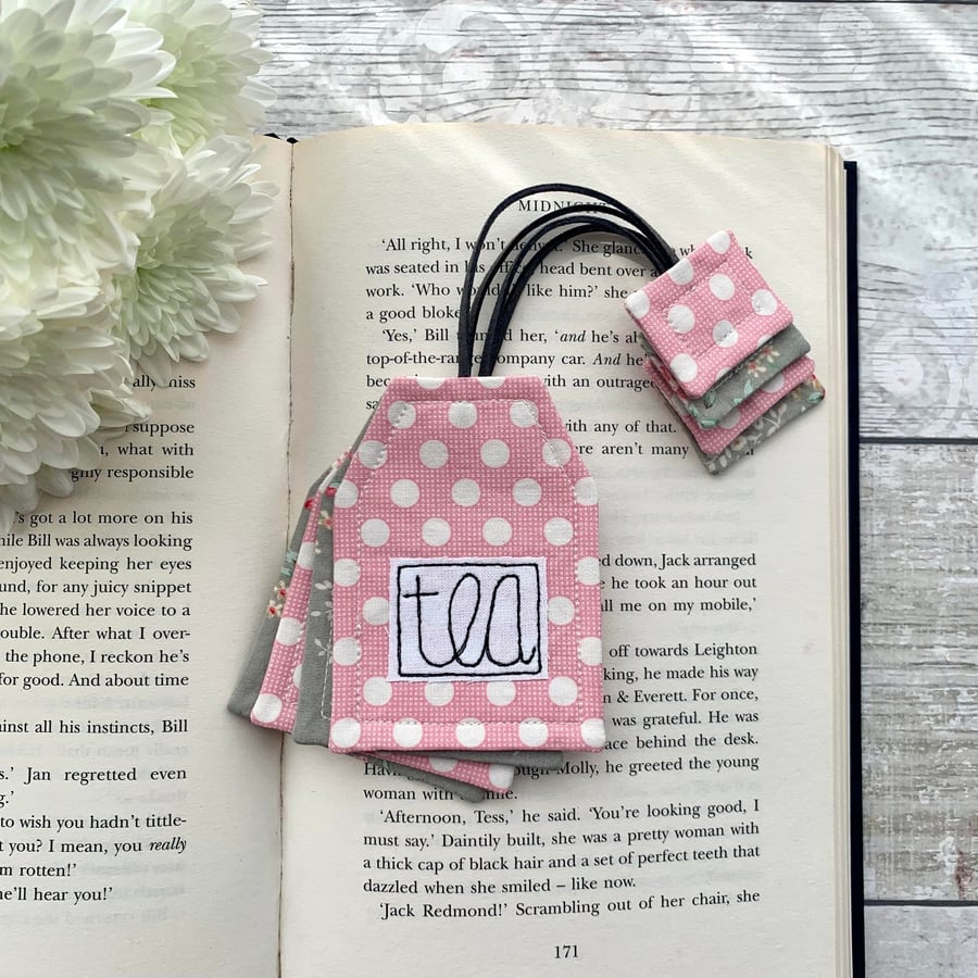 Tea bag bookmark, book and tea lover gift