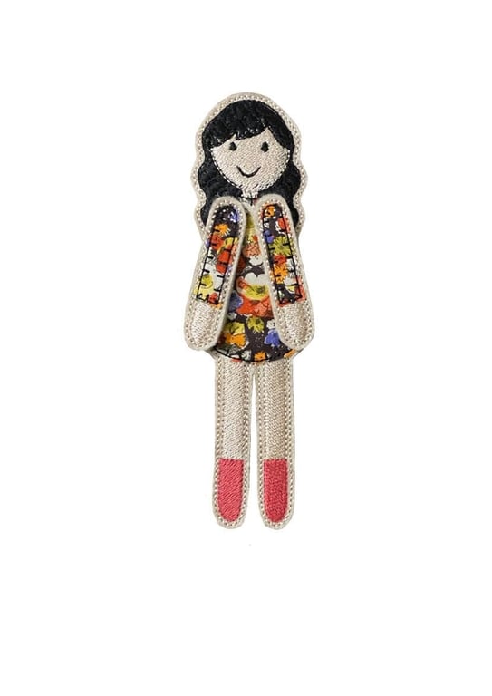 Liberty Print Dolly Bookmark: Embroidered Wool Felt Reader Gift