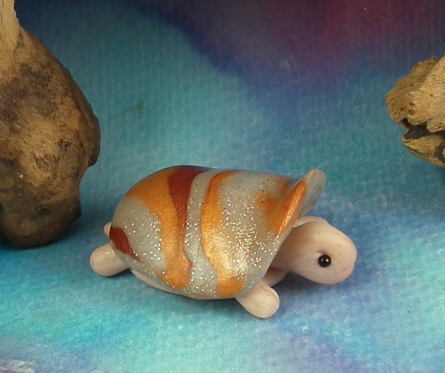 Tiny bronze tortoise 'Skillet' OOAK Sculpt by artist Ann Galvin Gnome Village