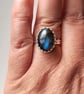 Sterling Silver Blue Flash Labradorite Adjustable Ring Handmade Jewellery Gift - Image 4