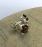 Sterling Silver Stud Earrings with Smoky Quartz Gemstones - Image 3