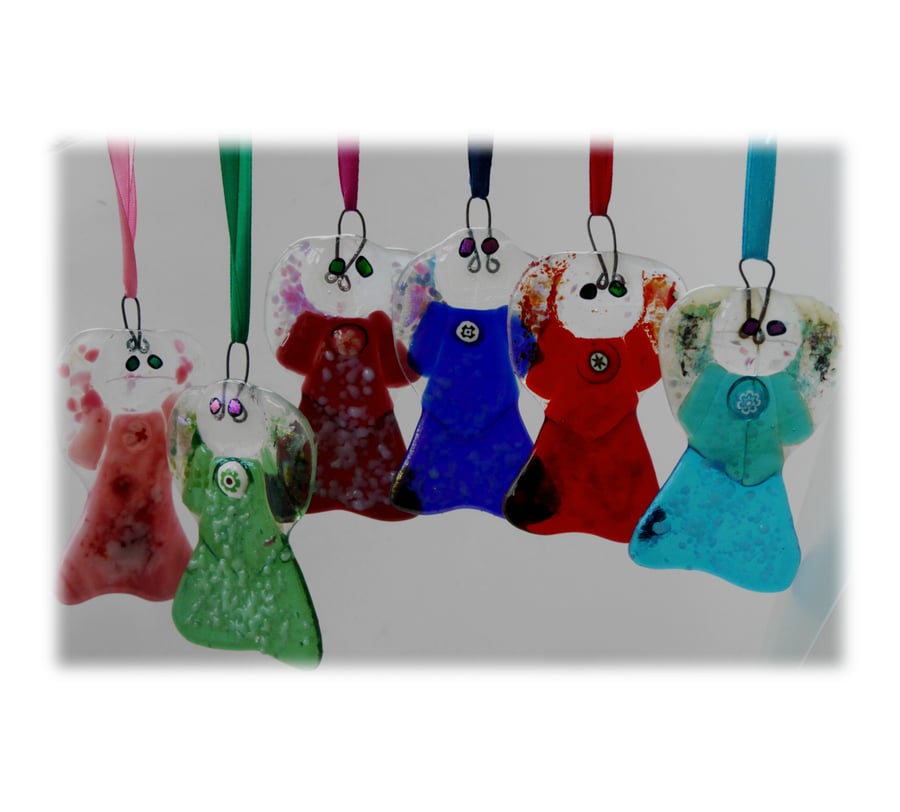  Angel HeartWing Fused Glass Hanging Decoration 