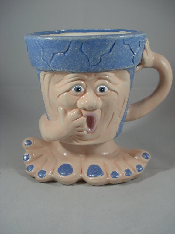 Blue Ceramic Garden Home Flower Herb Plant Pot Mug Container Candle Holder.     