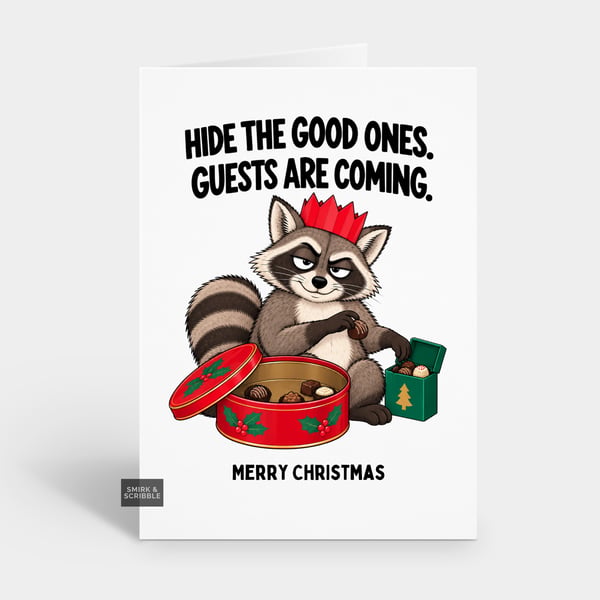 Funny Christmas Card For Him Or Her - Guests Are Coming