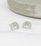 Titanium posts - Crescent moon - Silver holographic glitter stud earrings - Image 5