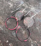 Verdigris and Red Copper Hoop Dangle Earrings - Image 3