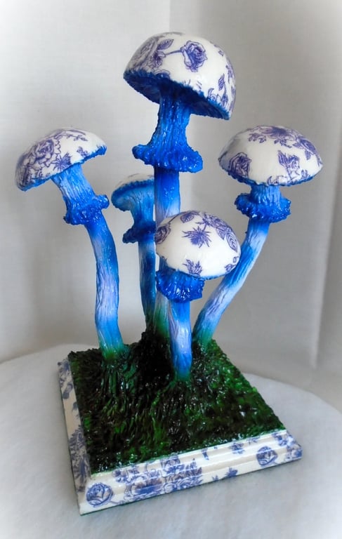 Fantasy decoupage  clay art sculpture blue
