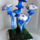Fantasy decoupage  clay art sculpture blue
