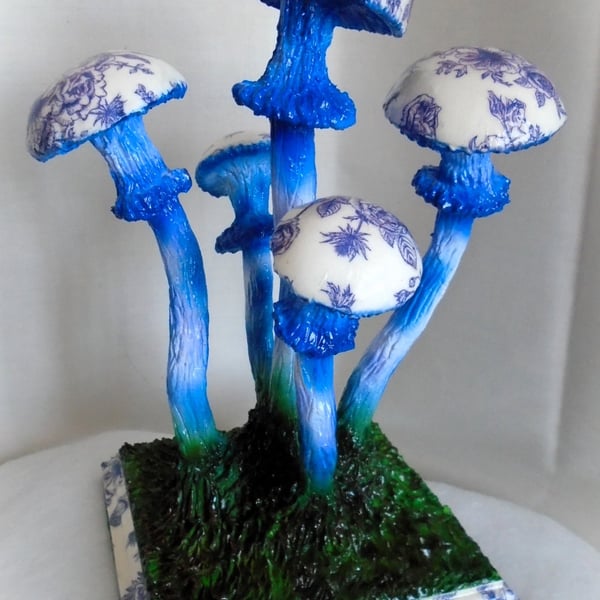 Fantasy decoupage  clay art sculpture blue