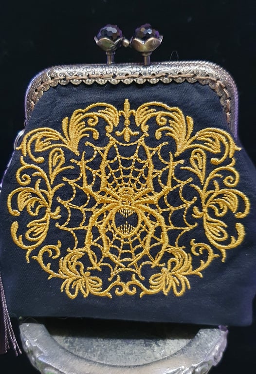 Gothic Spider and web coin purse