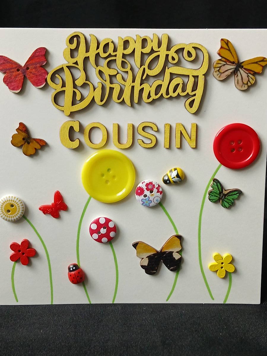 Handmade, cousin birthday card 