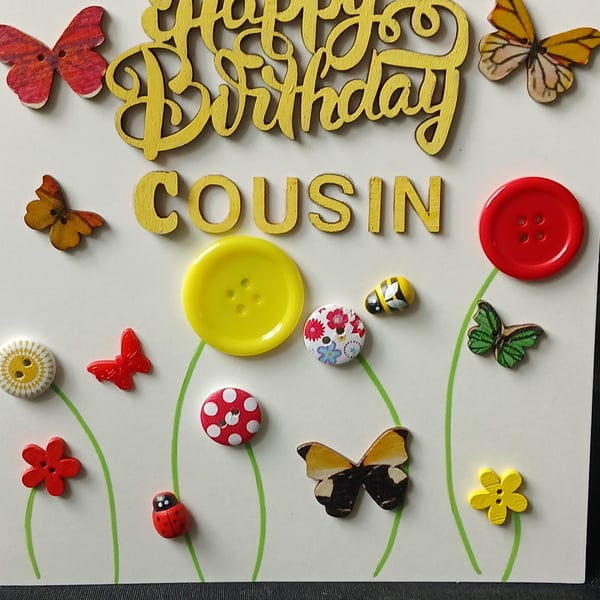 Handmade, cousin birthday card 