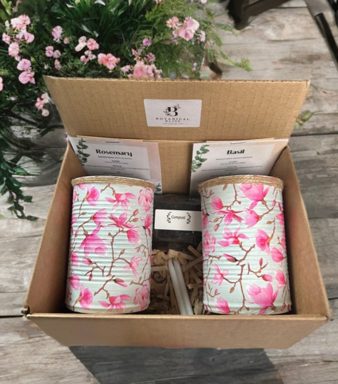 Cherry blossom grow your own herb garden gift set 