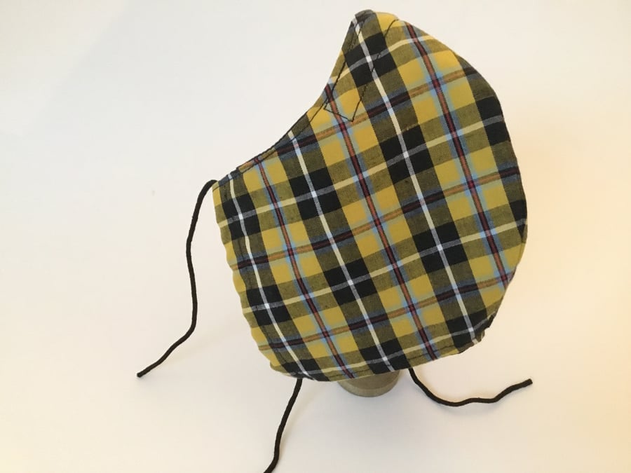 3 Layer Cornish Tartan Face Covering Mask With Removable Nose Wire 