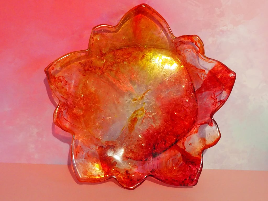 Flower Shaped Tray in Reds, Oranges and Yellows