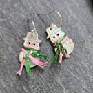 Snowman earrings in pewter with sterling silver ear wires