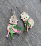 Snowman earrings in pewter with sterling silver ear wires