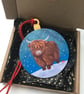 Highland Cow Christmas Tree Hanging Decoration - Image 3